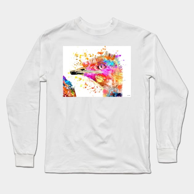 Colorful Ostrich Long Sleeve T-Shirt by danieljanda